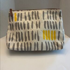 Maika Gray and Yellow Striped Pouch NWOT
